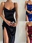 cheap Velvet Dresses-Women&#039;s Black Dress Velvet Dress Party Dress Split Sleeveless Midi Dress Vacation Black Wine Spring Winter