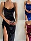 preiswerte velvet kleider-Damen schwarzes kleid velvet kleid abendkleider Gespleisst Ärmellos Midikleid Urlaub Schwarz Wein Frühling Winter