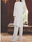 abordables Tailleur-pantalons-Combinaison Robe de Mère de Mariée  robe demoiselle d honneur Elégant Col V Longueur Sol Mousseline de soie Manches 3/4 Echarpe incluse avec Billes 2024