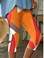 billige Leggings-Dame Formet Bekledning Capri-bukser 65% polyester Trykt mønster Høyt liv Capris Oransje Rød Vår, Høst, Vinter, Sommer