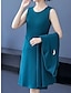 Χαμηλού Κόστους σχεδίαση σετ φορεμάτων-Γυναικεία Σετ φορέματος δύο τεμαχίων Καθημερινό φόρεμα Καθημερινά Εξόδου Μοντέρνα Κομψό στυλ street Σουρωτά Μίντι φόρεμα Στρογγυλή Ψηλή Λαιμόκοψη Μακρυμάνικο Σκέτο Κανονικό Κρασί Σκούρο πράσινο