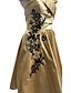 Χαμηλού Κόστους Κοκτέιλ Φορέματα-φορέματα κοκτέιλ σε γραμμή κομψό φόρεμα επίσημο γαμήλιο καλεσμένο τσαγιού αμάνικο σατέν ανοιχτό ώμο με πιέτες απλικέ 2024