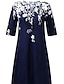 זול שמלות עם הדפס-שמלת קז&#039;ואל לנשים שמלת מידי שמלת כחול כהה חצי שרוול כיס פרחוני קיץ אביב סתיו V חופשה יומית חופשה 2023 s m l xl xxl 3xl