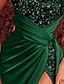 baratos Vestidos de Noite-Bainha vestido preto vestido de noite estilo celebridade vestido formal tribunal trem sem mangas sem alças lantejoulas com fenda de lantejoulas franzidas 2024