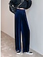 Χαμηλού Κόστους φαρδύ πόδι &amp; ψηλόμεσο-γυναικείο φαρδύ παντελόνι βελούδινο παντελόνι φαρδύ ολόσωμη τσέπη μικροελαστική ψηλόμεση μόδα streetwear πάρτι παγώνι μπλε μαύρο s m φθινόπωρο&amp;amp; χειμώνας