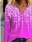 billige T-skjorter til kvinner-Dame T skjorte Henly-skjorte Blomstret Knapp Ferie Helg Daglig Grunnleggende Neon og lyst Langermet V-hals Gressgrønn Høst vinter