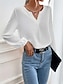abordables Tops básicos de mujer-Camisa Blusa Mujer Negro Blanco Rosa Color sólido Sexy Calle Diario Moda Escote en Pico S