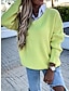 cheap Sweaters-Women&#039;s Pullover Sweater Jumper Shirt Collar Ribbed Knit Polyester Patchwork Fall Winter Outdoor Daily Date Stylish Casual Soft Long Sleeve Solid Color fluorescent yellow Black White S M L