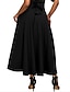 cheap Plain Skirts-Women&#039;s Skirt A Line Swing Maxi High Waist Skirts Pleated Pocket Bow Solid Colored Street Daily Fall &amp; Winter Polyester Elegant Vintage Fashion Wine Red Black Pink Blue