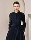 cheap Mother of the Bride Pantsuits-Two Piece Jumpsuits Mother of the Bride Dress Formal Wedding Guest Elegant Party Shirt Collar Floor Length Taffeta Long Sleeve with Bow(s) Solid Color 2024