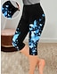 abordables Leggings-Femme Legging Pantalons Capri Imprimer Design Taille Haute Capris Bleu transparent Printemps, Août, Hiver, Eté