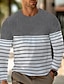 billige Casual T-skjorter for menn-Herre T skjorte T-skjorte Stribe Crew-hals Gate Feriereise Langermet Klær Mote Designer Grunnleggende
