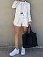 abordables Americanas de mujer-Mujer Trajes chaqueta Casual Bolsillo Rayas y Cuadros Cómodo Moda Holgado Ropa de calle Manga Larga Otoño Blanco S