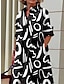 cheap Print Dresses-Women&#039;s Shirt Dress Casual Dress Midi Dress Outdoor Office Daily Polyester Fashion Modern Shirt Collar Button Pocket Long Sleeve Fall Winter Loose Fit Color Block Graffiti