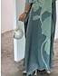 abordables robe soirée-robe longue Femme robe noire manche longue Printemps Automne Hiver - Mode Soirée Moderne Bouton Fendu Imprimer Floral Col V 2023 Blanche Violet Vert S M L XL XXL 3XL