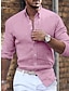 cheap Men&#039;s Button Up Shirts-Men&#039;s Shirt Button Up Shirt Casual Shirt Summer Shirt Black White Pink Blue Green Long Sleeve Plain Lapel Daily Vacation Clothing Apparel Fashion Casual Comfortable