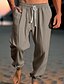 ieftine Vacanţă-Bărbați Pantaloni de in Pantaloni Pantaloni de vară Pantaloni de plajă Cordon Talie elastică Manșetă Elastică Simplu Confort Respirabil Casual Zilnic Concediu Modă Stil Clasic Verde Militar Bleumarin