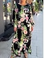 preiswerte Bedruckte Kleider-Damen Satinkleid Blumen Bedruckt Rundhalsausschnitt kleid lang Täglich Urlaub Langarm Sommer Frühling