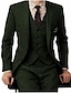 tanie Garnitury-Zielone/czarne/ciemnogranatowe męskie tweedowe garnitury ślubne vintage 3 częściowe plus rozmiar jednokolorowe slim fit jednorzędowy zapinany na jeden guzik 2024