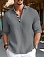 tanie Koszule bawełniane i lniane-Męskie Koszula lniana koszula Zapinana na guziki koszula Codzienna koszula Czarny Biały Niebieski Długi rękaw Równina Wieczorne Wiosna i lato Codzienny Hawajskie Odzież