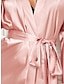 cheap Women&#039;s Robes-Women&#039;s Pajamas Bathrobe Robes Gown Pure Color Simple Casual Comfort Home Daily Bed Satin Breathable V Wire Long Sleeve Summer Fall Pink Wine