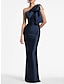 cheap Evening Dresses-Mermaid Party Dress Evening Gown Elegant Dress Formal Fall Ankle Length Sleeveless One Shoulder Satin with Bow(s) Slit 2024