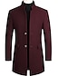 cheap Men&#039;s Trench Coat-Men&#039;s Winter Coat Wool Coat Overcoat Short Coat Daily Wear Vacation Winter Fall Wool Thermal Warm Outdoor Outerwear Clothing Apparel Fashion Warm Ups Solid Colored Pocket Turndown Single Breasted