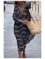 cheap Print Dresses-Women&#039;s Split Print V Neck Maxi long Dress Daily Vacation Long Sleeve Summer Spring