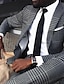 זול חליפות-חליפות חתונה לגברים אפורות 2 חלקים משובצים משובצים בהתאמה אישית עם שני כפתורים חד חזה 2024