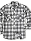 cheap Men&#039;s Shirt Jacket-Men&#039;s Shirt Button Up Shirt Flannel Shirt Plaid Shirt Overshirt White Wine Red Long Sleeve Plaid / Check Lapel Spring &amp;  Fall Outdoor Daily Wear Clothing Apparel Front Pocket