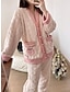 preiswerte Damen Schlafanzüge-Damen-Pyjama-Sets aus Fleece, flauschig, flauschig, warm, Obst, modisch, lässig, bequem, für zu Hause, täglich, Bett, Flanell, warm, V-Draht, langärmelig, Strickjacke, Hose, Knopftasche, Herbst,