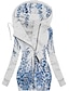 cheap Hoodie Jacket-Women&#039;s Hoodied Jacket Causal Zipper Flower Comfortable Fashion Regular Fit Outerwear Long Sleeve Fall grey blue S