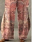 abordables bas graphiques-Femme Pantalon baggy Sarouel Mélange de Lin &amp; Coton Poche Imprimer Design Taille Haute Toute la longueur Rose Claire Eté