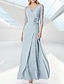 זול שמלות ערב-שמלת אורח כלה בשורה רשמית באורך רצפה באורך 3/4 שרוול V צווארון סתיו שיפון עניבה שחורה עם רקמה 2024