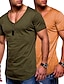 abordables T-shirts décontractés pour hommes-Homme T shirt Tee T-shirt Plein Col V Plein Air Vacances Manches courtes 2 Paquets Vêtement Tenue Mode Design basique