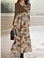 Χαμηλού Κόστους Print Φορέματα-Γυναικεία Χειμερινό φόρεμα Φόρεμα σε γραμμή Α Φλοράλ Συνδυασμός Χρωμάτων Σουρωτά Κουρελού Στρογγυλή Ψηλή Λαιμόκοψη Μακρύ Φόρεμα Μάξι Φόρεμα Βίντατζ Etnic Καθημερινά Διακοπές Μακρυμάνικο