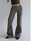 cheap Women&#039;s Pants-Women&#039;s Cargo Pants Flared Pants Chinos Full Length Cotton Micro-elastic Mid Waist Fashion Streetwear Street Daily Ash S M Fall Winter