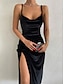 cheap Velvet Dresses-Women&#039;s Black Dress Velvet Dress Party Dress Split Sleeveless Midi Dress Vacation Black Wine Spring Winter