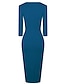 abordables imprimer des robes de travail-Robe de travail Robe Fourreau Robe semi-formelle Femme Robe mi-longue Mode Moderne Patchwork Col V Manches 3/4 Bloc de couleur Standard Noir Rouge bleu marine Automne Hiver S M L XL XXL