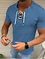 billiga jeansskjortor för män-Herr Skjorta Sommarskjorta Jeansskjorta Chambray skjorta Mörk marin Marinblå Ljusblå Kortärmad Grafiska tryck Kinakrage Ledigt Dagligen Snörning Kläder Mode Ledigt Andningsfunktion Bekväm