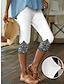cheap Leggings-Women&#039;s Shapewear Capri Pants Print Designer High Rise Capris Rose+White Spring, Fall, Winter, Summer