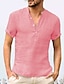 cheap Cotton Linen Shirt-Men&#039;s Linen Shirt Summer Shirt Beach Shirt Black White Pink Short Sleeve Plain Collar Daily Leisure Sports Clothing Apparel
