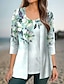 cheap Women&#039;s Blouses &amp; Shirts-Women&#039;s T shirt Tee Floral Print Daily Weekend Basic Long Sleeve Round Neck Yellow Spring &amp;  Fall