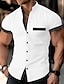 cheap Cotton Linen Shirt-Men&#039;s Shirt Linen Shirt Button Up Shirt Summer Shirt Beach Shirt Black White Pink Short Sleeve Color Block Band Collar Summer Casual Daily Clothing Apparel Patchwork