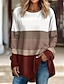 cheap Women&#039;s T-shirts-Women&#039;s T shirt Tee Color Block Print Daily Weekend Basic Long Sleeve Round Neck Red Fall &amp; Winter