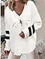 ieftine pulover grafic-Pentru femei Pulover pulover În V Striat Tricotat Polyester Imprimeu Vară Toamnă În aer liber Zilnic Ieșire Stilat Casual Moale Manșon Lung Inimă Animal Bloc Culoare Alb / Negru Negru Alb S M L