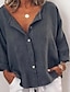 ieftine Bluze &amp; Cămăși Damă-Pentru femei Cămașă Bluză Topuri lungi din bumbac In Simplu Buton Casual Zilnic Zilnic De Bază Manșon Lung În V Verde Militar Toamna iarna