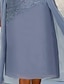cheap Design Dress Sets-Women&#039;s Lace Dress Dress Set Wedding Guest Dress Midi Dress Dusty Blue Green 3/4 Length Sleeve Pure Color Lace up Summer Spring Fall Crew Neck Elegant Party Wedding Guest 2023 S M L XL 2XL 3XL
