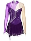 abordables Patinage Artistique-Robe de Patinage Artistique Femme Fille Patinage Robes Tenue Violet claire Pourpre foncé Noir et Violet Dos ouvert Maille Spandex Haute élasticité Compétition Tenue de Patinage Fait à la main Cristal