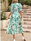 cheap Print Dresses-Women&#039;s Chiffon Dress A Line Dress Floral Graphic Patchwork Print V Neck Midi Dress Elegant Work Daily Half Sleeve Summer Fall